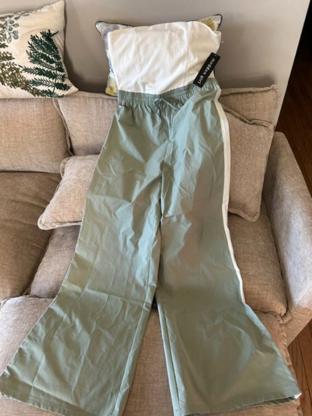 Madden Girl Strapless Track Pant Jumpsuit